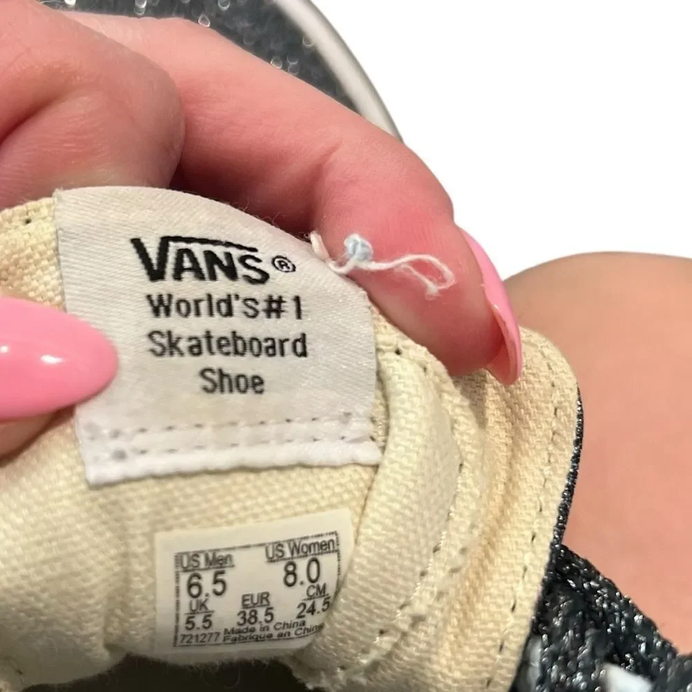 Vans Sk8-Hi Glitter Black High-Top Sneakers Size 8